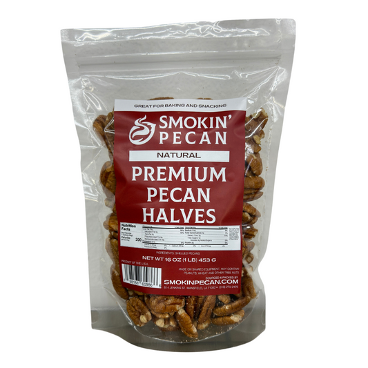 Premium Pecan Halves - 1 lb Bag - Smokin' Pecan