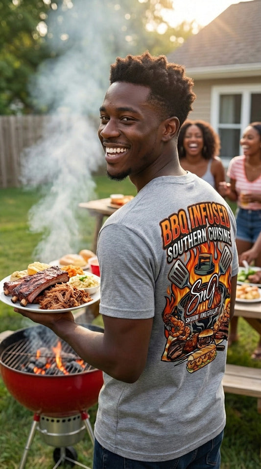 BBQ Fusion Food Truck T-Shirt by Smokin and Grillin wit AB