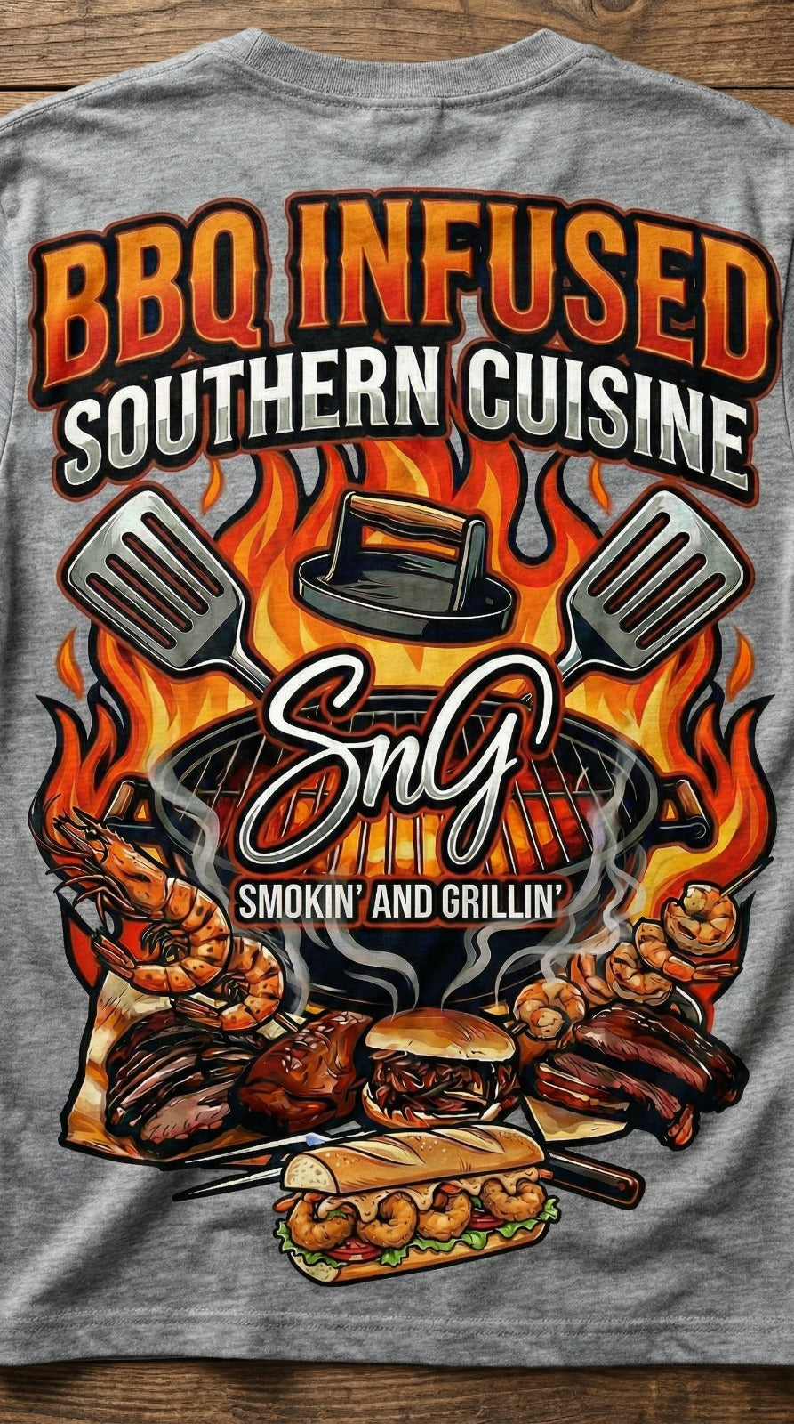 BBQ Fusion Food Truck T-Shirt by Smokin and Grillin wit AB