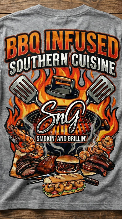 BBQ Fusion Food Truck T-Shirt by Smokin and Grillin wit AB